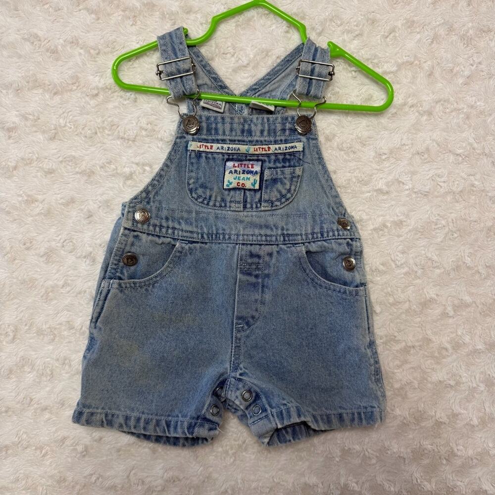 Vintage 90s Little Arizona Jean Co Denim Bid Shortalls 6-9 months